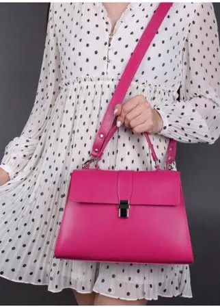Женская сумка трапеция из натуральной кожи розовая A023 fuchsia Divalli