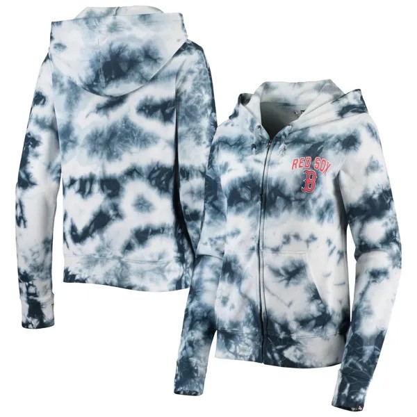 Женская флисовая толстовка с молнией во всю длину New Era Navy Boston Red Sox Tie-Dye New Era