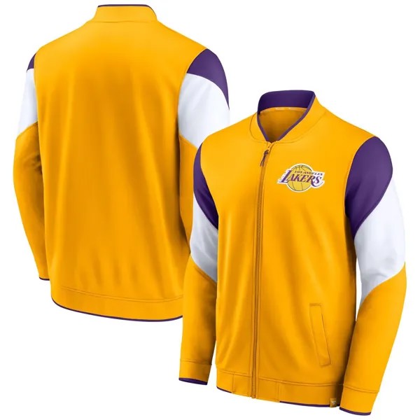 Мужская брендовая футболка с молнией во всю длину золотистого/фиолетового цвета Лос-Анджелес Лейкерс, лучшая производительность Fanatics