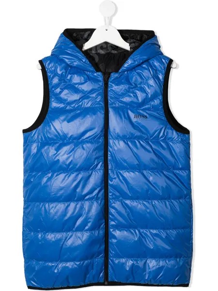 BOSS Kidswear дутый жилет с капюшоном