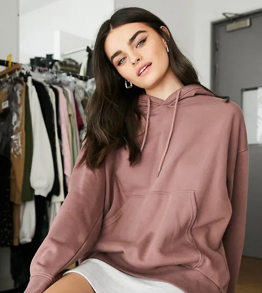 Худи в стиле oversized шоколадного цвета из органического хлопка Weekday Alisa-Коричневый