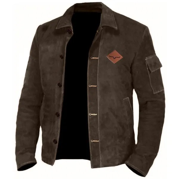 Мужская замшевая куртка-рубашка в стиле ретро в стиле вестерн