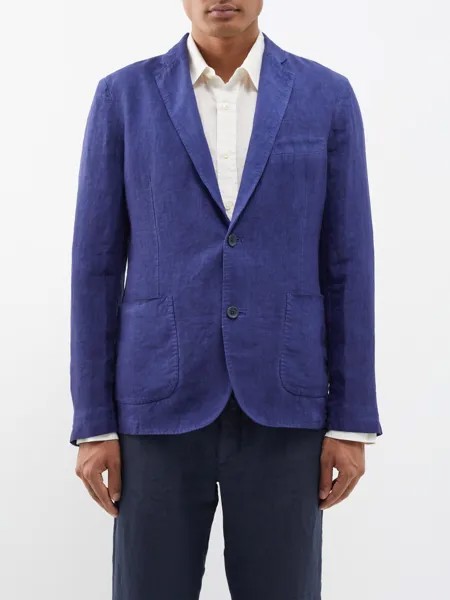 Льняной пиджак с накладными карманами 120% Lino, синий