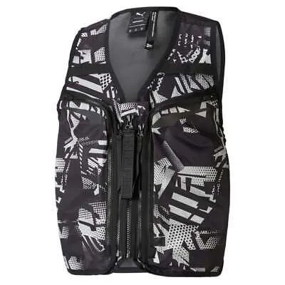 Puma Nemen X Utility Graphic FullZip Vest Мужская черная повседневная спортивная верхняя одежда 5