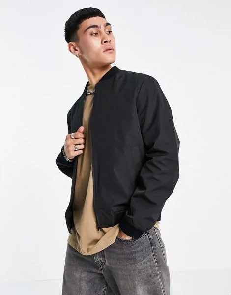 Черный непромокаемый бомбер с проклеенными швами ASOS DESIGN - BLACK