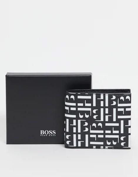 Черный бумажник с логотипом BOSS
