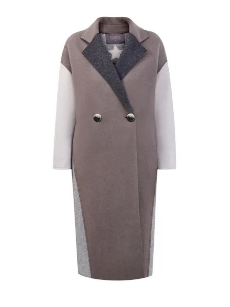 Colorblock-пальто из двухслойной шерстяной фланели