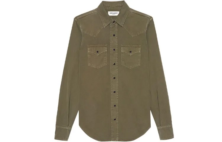 Рубашка женская хаки Saint Laurent