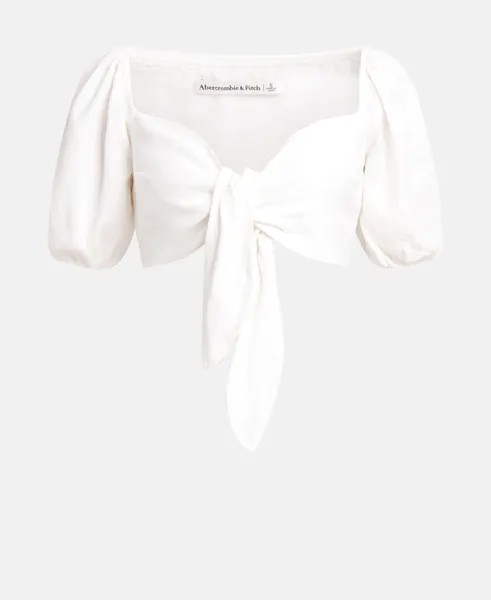 Льняная блузка Abercrombie & Fitch, белый