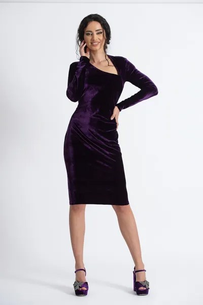 Платье с дырками и бархатным эффектом Iulia Dima, фиолетовый
