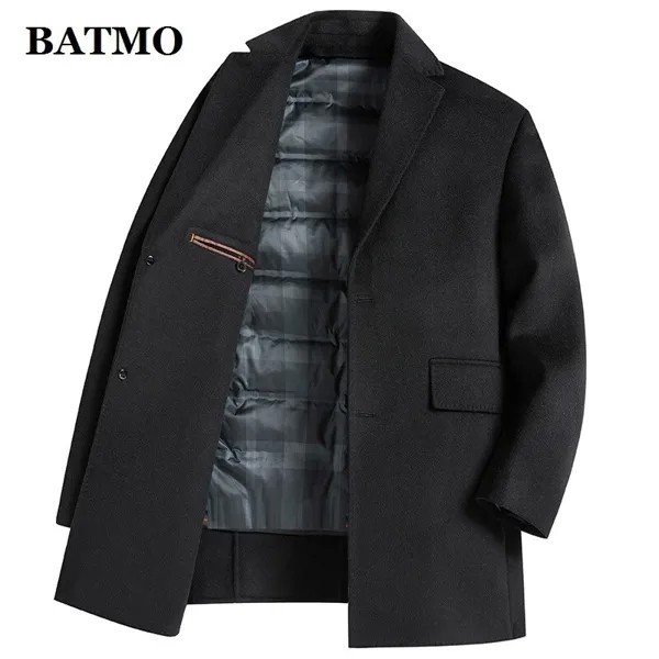 Тренчкот BATMO мужской с 2022 гусиным пухом, плотный теплый плащ из 90%-ной шерсти, зимний, MN8831