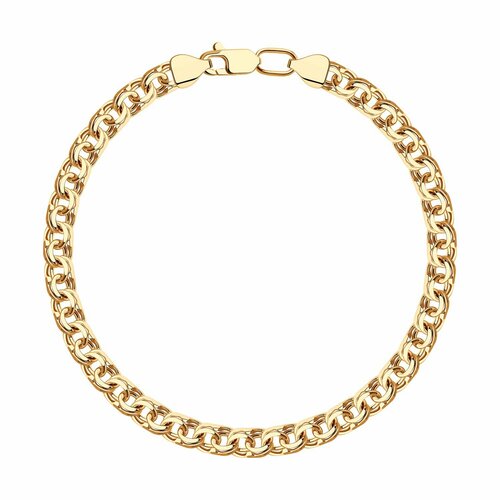 Браслет-цепочка Diamant online, серебро, 925 проба, золочение, длина 18 см.
