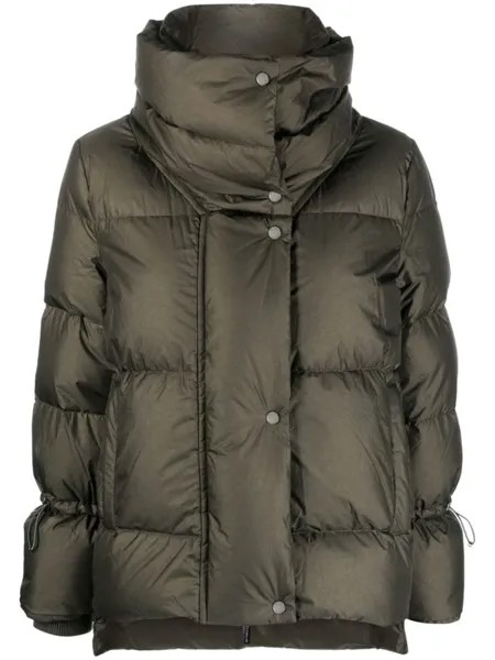 Moorer funnel-neck padded down jacket, зеленый
