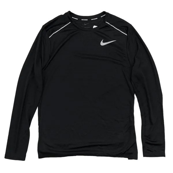 Мужская футболка для бега с длинным рукавом Nike Dri-FIT Miler, черная CU0318-010