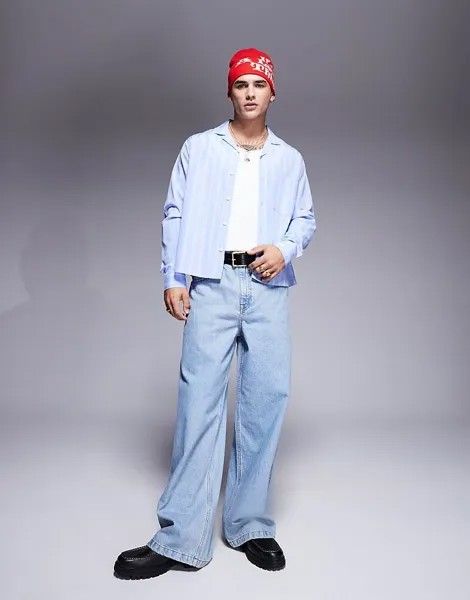 ASOS DESIGN – Голубые супермешковатые джинсы