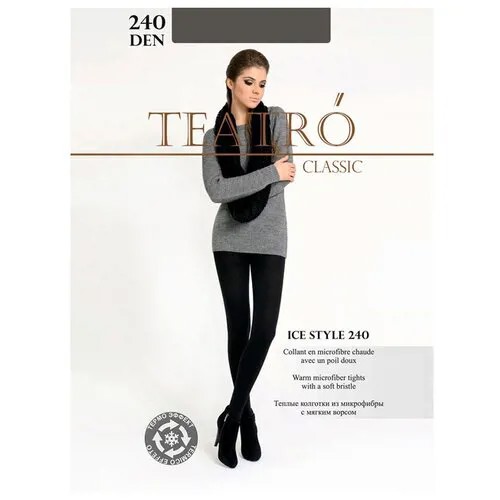 Колготки  TEATRO Ice Style, 240 den, с ластовицей, размер 4, черный
