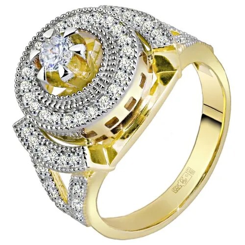 Кольцо Юверос, желтое золото, 585 проба, бриллиант, размер 18.5, бесцветный