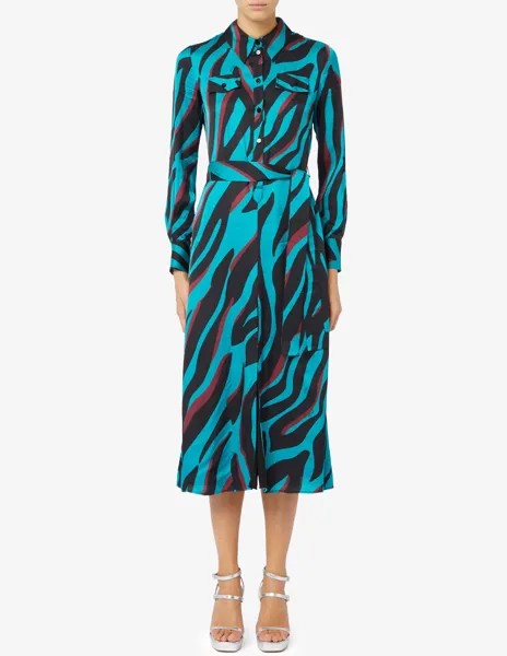 Платье-сорочка с зебровым принтом Pinko, светло-синий