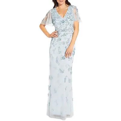Aidan Mattox Женское прозрачное вечернее платье с блестками и V-образным вырезом BHFO 2815