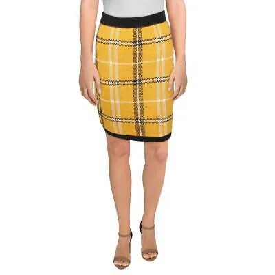 Почти знаменитая женская желтая трикотажная нарядная юбка-миди длиной до колена XL BHFO 8489
