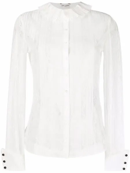 Saint Laurent рубашка с оборками, белый