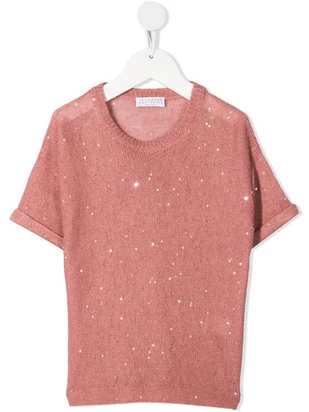 Brunello Cucinelli Kids футболка с пайетками