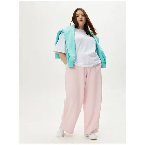 Брюки из трикотажа прямые, светло-розовый (2XL)