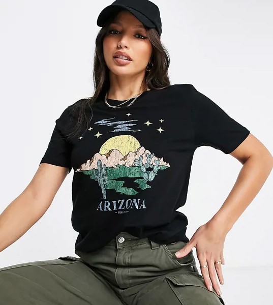 Черная футболка с пейзажным принтом ASOS DESIGN Tall-Черный цвет