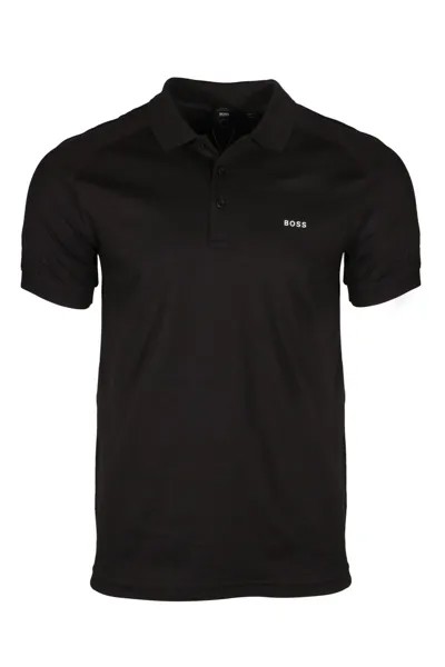 Мужская рубашка-поло с логотипом HUGO BOSS Paule 2 из органического хлопка черного цвета 50462230 001