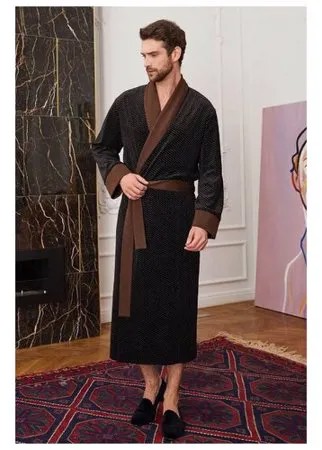 Laete Домашний халат в классическом стиле, черный, XL