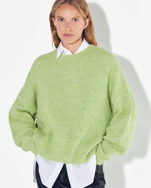 Женский свитер с круглым вырезом однотонный Parfois, зеленый