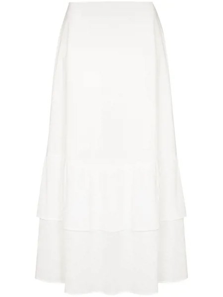 Peony Magnolia Holiday tiered midi skirt