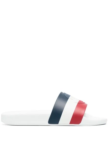 Moncler шлепанцы с полосками RWB, белый