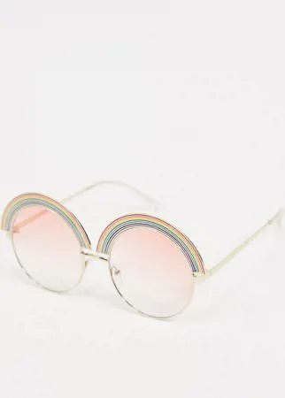 Золотистые круглые солнцезащитные очки с радужной отделкой AJ Morgan-Золотистый