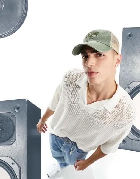 Бежевая футболка-поло оверсайз Revere ASOS DESIGN - BEIGE