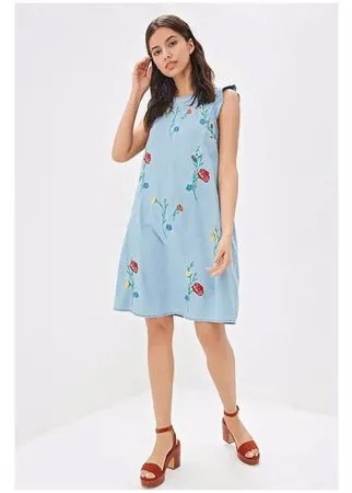 Платье baon Платье из шамбри с вышивкой Baon B459037, размер: XS, голубой