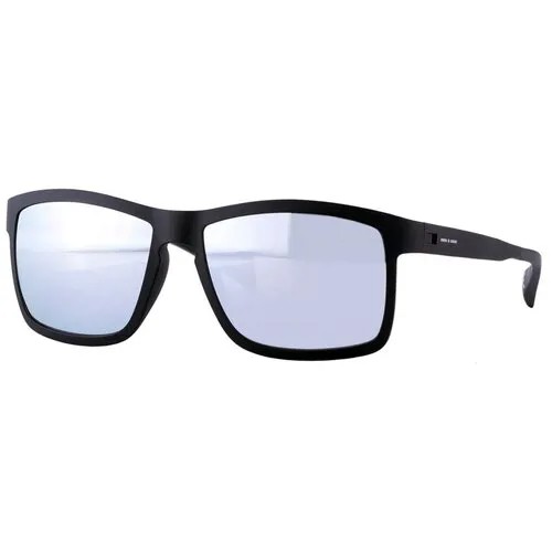 Солнцезащитные очки Italia Independent, прямоугольные, оправа: пластик, спортивные, ударопрочные, с защитой от УФ, зеркальные, черный