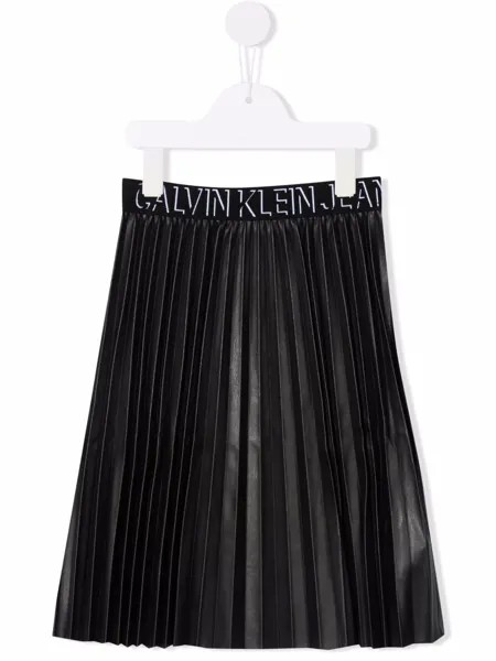 Calvin Klein Kids плиссированная юбка из искусственной кожи
