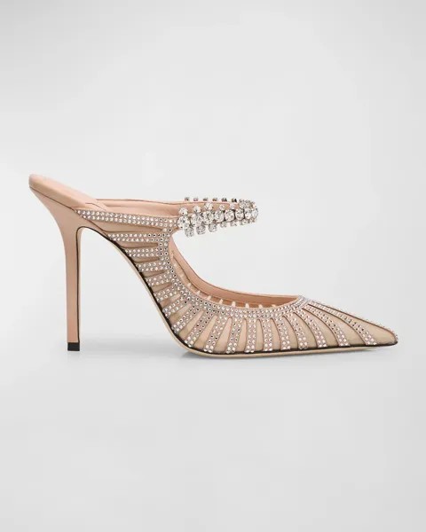 Туфли-мюли Bing с сетчатым ремешком и кристаллами Jimmy Choo, цвет Cream