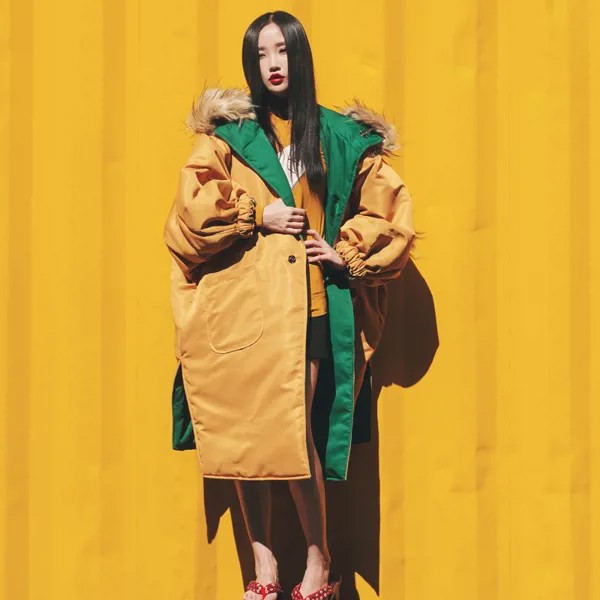 2018 SELLWORLDER японские стильные желтые и зеленые толстые хлопковые пальто со съемной шапкой двухсторонние Длинные куртки
