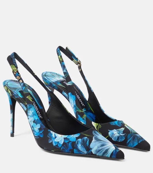 Туфли-лодочки из парусины с пяткой на пятке с цветочным принтом Dolce&Gabbana, мультиколор