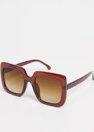 Коричневые солнцезащитные очки в квадратной oversized-оправе Monki Hanni-Коричневый цвет