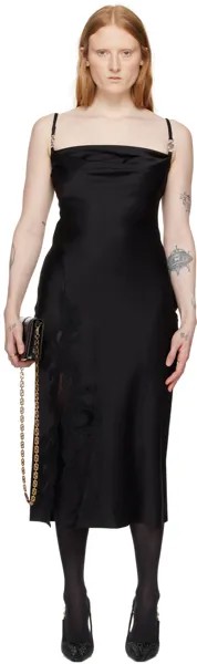 Черное платье миди с Medusa Hardware Versace