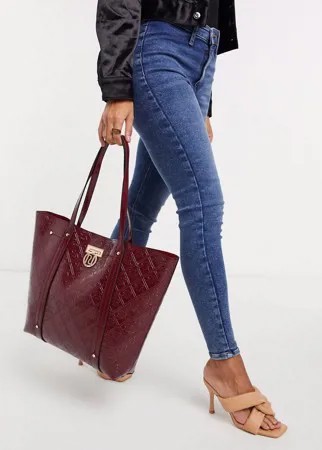 Красная сумка-шопер с тиснением в виде монограммы River Island-Красный