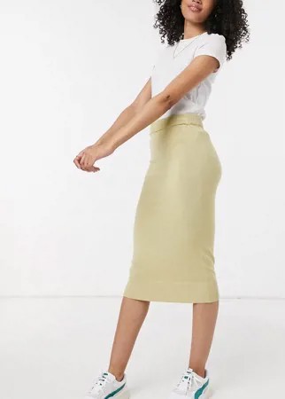 Трикотажная юбка миди бежевого цвета от комплекта Y.A.S-Нейтральный