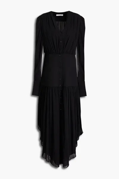Платье миди из муссалина с креповыми вставками Chloé, черный