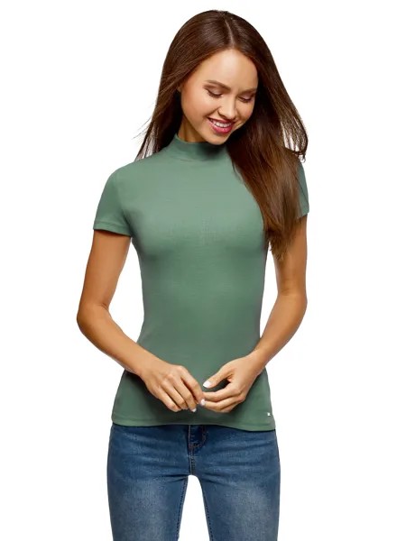 Водолазка женская oodji 15E11011 зеленая XS