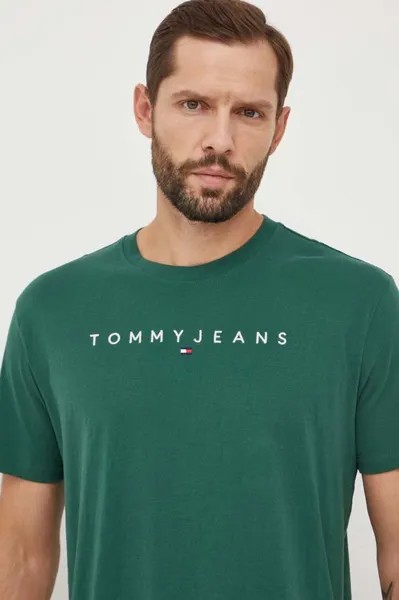 Хлопковая футболка Tommy Jeans, зеленый