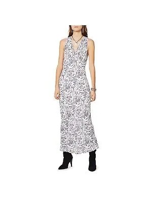 IRO Женское белое вечернее платье макси с V-образным вырезом и V-образным вырезом без рукавов с рюшами и расклешенным платьем 34