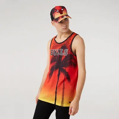 New Era NBA Chicago Bulls Summer City Print Баскетбольная майка Мужская красная футболка